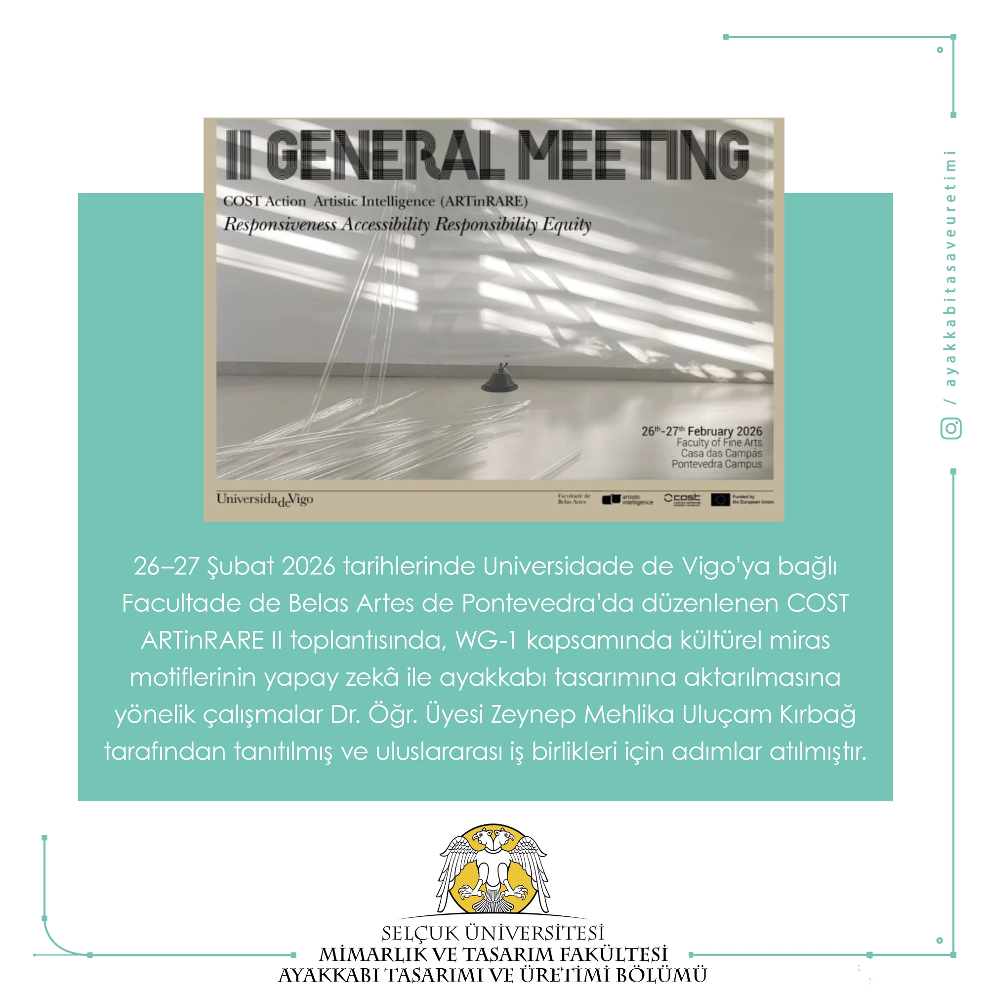 26–27 Şubat 2026’da Universidade de Vigo’ya Bağlı Facultade de Belas Artes de Pontevedra’da Düzenlenen COST ARTinRARE II Toplantısı